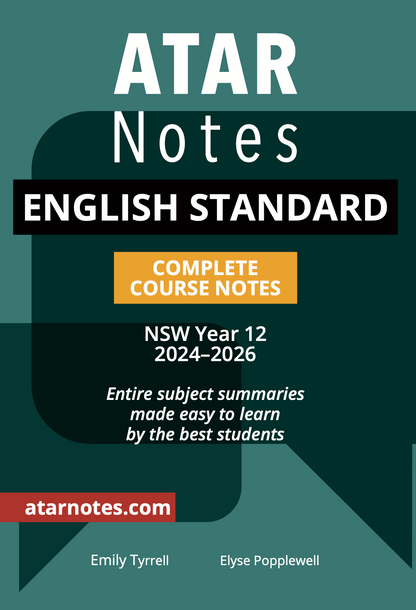 Course Notes by ATAR Notes, with a dark teal and white cover featuring 'English Standard' and 'Complete Course Notes' in orange.