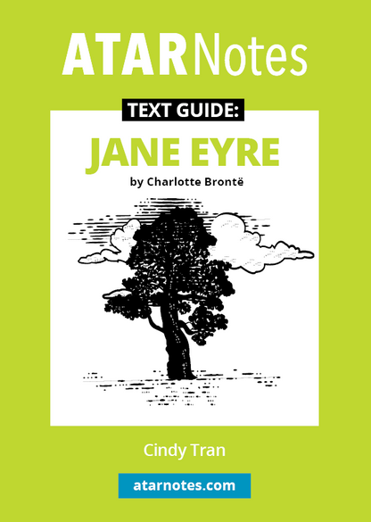 Text Guide for Jane Eyre by Charlotte Brontë from ATARNotes with a black tree illustration on a white and lime green background.