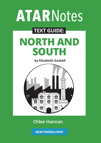 Green Text Guide by ATARNotes with 'North and South by Elizabeth Gaskell' title and industrial city illustration.